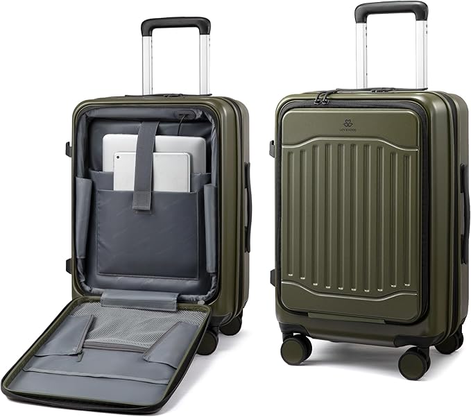 LOVEVOOK Carry On Luggage 22x14x9 Airline Approved, Expandable Hard Shell Suitcase with Spinner Wheels, USB Charging Port & Front Pocket, PC Hardside Rolling Luggage with TSA Lock for Travel