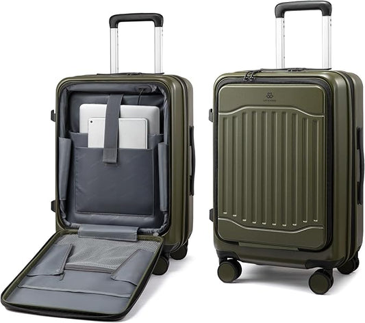 LOVEVOOK Carry On Luggage 22x14x9 Airline Approved, Expandable Hard Shell Suitcase with Spinner Wheels, USB Charging Port & Front Pocket, PC Hardside Rolling Luggage with TSA Lock for Travel