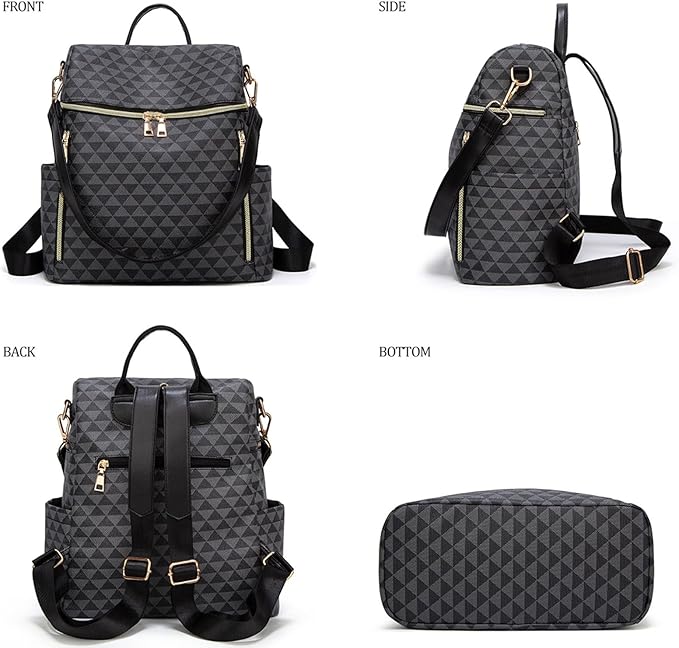 Makes Backpack Purse for Women PU Leather Travel Satchel Handbag Convertible Design Bag with Purse 2 Piece