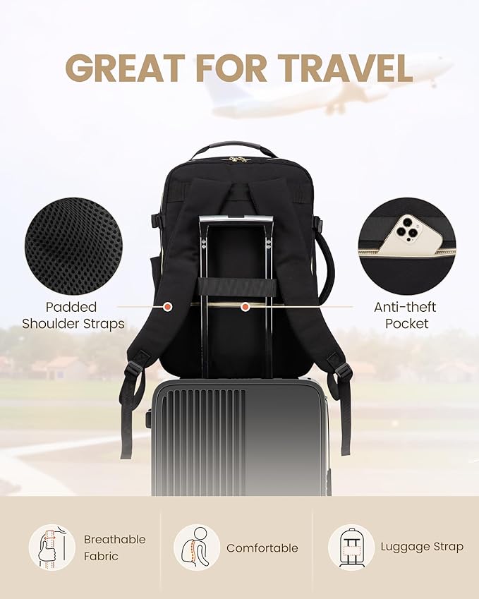 LOVEVOOK 50L Travel Backpack for Women Men,Waterproof Airline Approved Carry On Luggage Travel Essentials,TSA Carry On Backpack Personal Item Travel Bag Suitcase Weekender Traveling with Packing Cubes