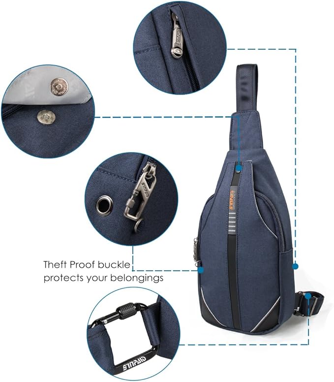 WATERFLY Medium Crossbody Sling Backpack Anti Theft Backpack for Traveling Chest Shoulder Bag