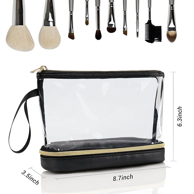 Ethereal Travel Makeup Bag, Clear Cosmetic Bag Make Up Organizer TSA Approved Toiletry Bag, Waterproof Pouch for Women Purse for Toiletries Accessories Brushes