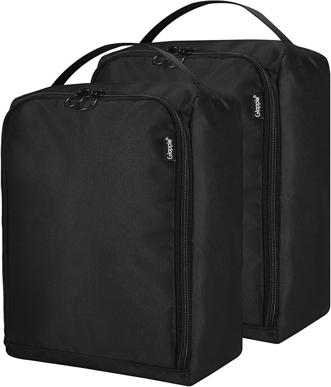 Gloppie Shoe Bags Travel Pouch (2 Pack) - Large Shoes Storage Bag Organizer, Black - Perfect for Men, Women, Business Trips & Gym