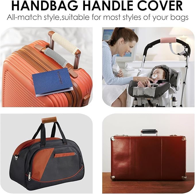 Luggage Handle Wraps -Suitcase Handle Wraps Travel Bag Handle Covers Suitcase Identifier Luggage Makers Covers(3Pcs-Brown)