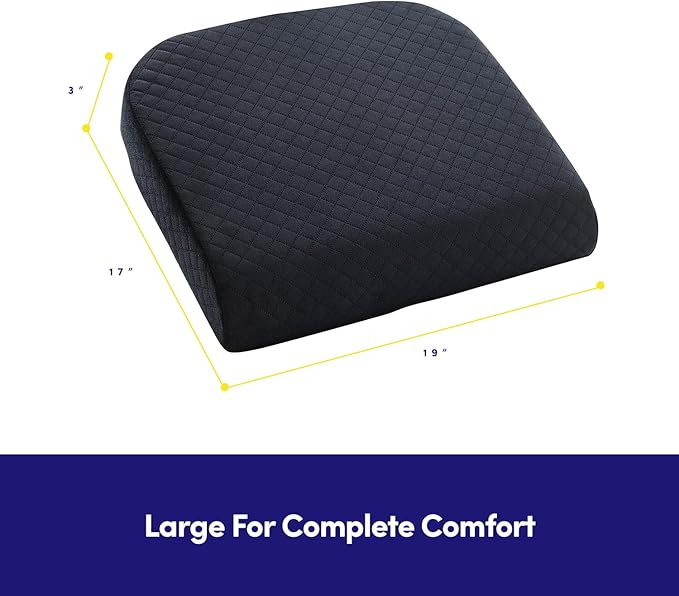 Extra Large Seat Cushion for Office Chair ✅- Ergonomic Pillow for Desk Chair, Wheelchair, Airplane, Stadium, Car Seat, Gamers ✅– Non-Slip Support Pad for Work, Automotive & Mobility, 19" x 17" x 3"