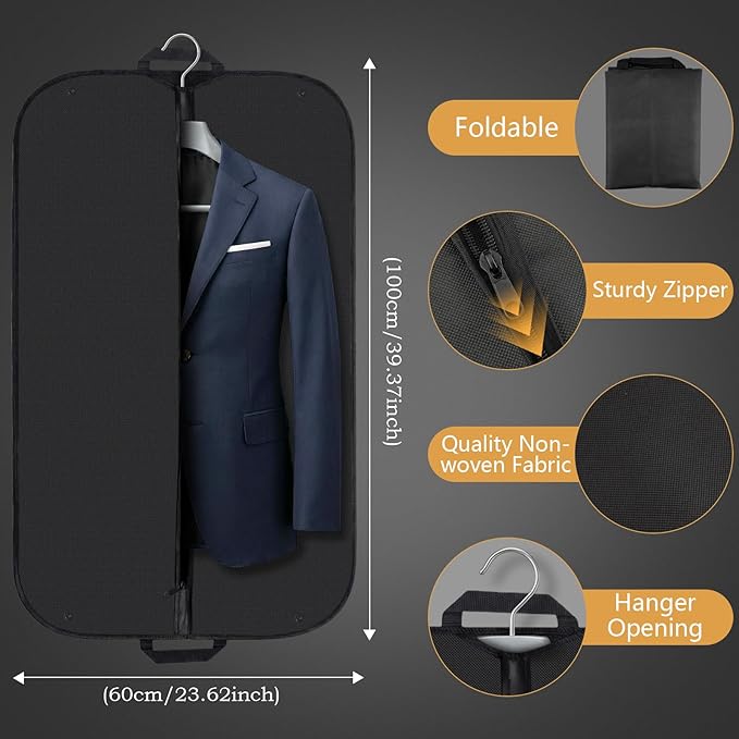 2 Pack STEVOY 40" Breathable Garment Bag, Suit Covers, Travel Carrier Bag with Handles, Foldover