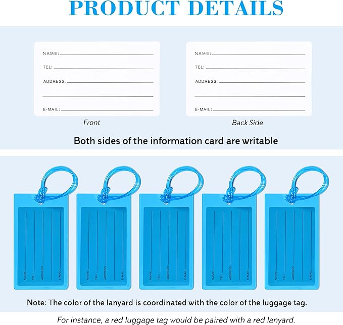 30 Pack Luggage Tags for Suitcases, Airplane Travel Essentials for Flying, International Travel Must Haves, and Luggage Accessories by Sodsay