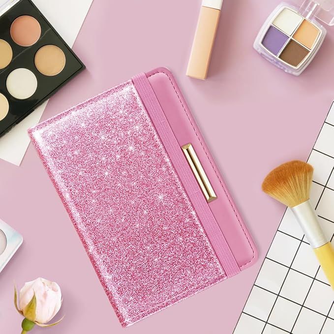 Passport Holder Cover,Traveling Passport Case Cute Passport Wallet for Women,Peach Glitter