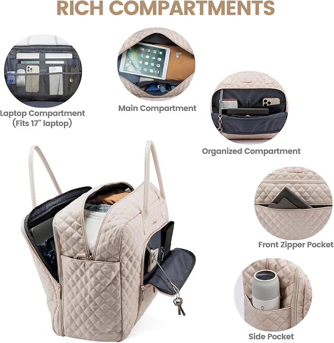 LOVEVOOK Travel Duffle Bag - Women's Weekender Carry On Overnight Laptop & Gym Bag With Toiletry/Shoe Pocket, Hospital Labor Bag