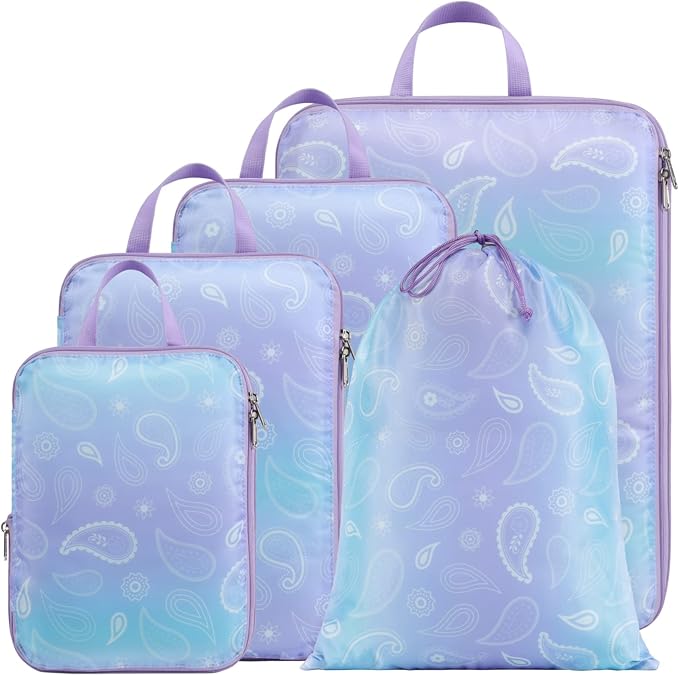 Cambond Compression Packing Cubes for Travel - Lightweight Expandable Travel Bags Luggage Organizers Travel Essentials Compression Cubes for Travel Space Saver for Carry on Suitcases Organizer