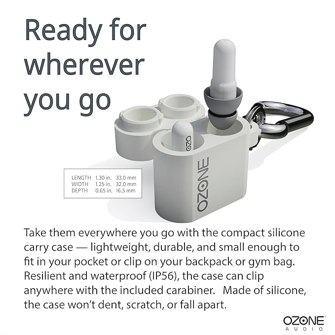 Lite Earplugs for Noise Sensitivity - Reusable Earplugs for Clear Sound - Stay Connected in Office, Gym, School, Sports, Social - Gray