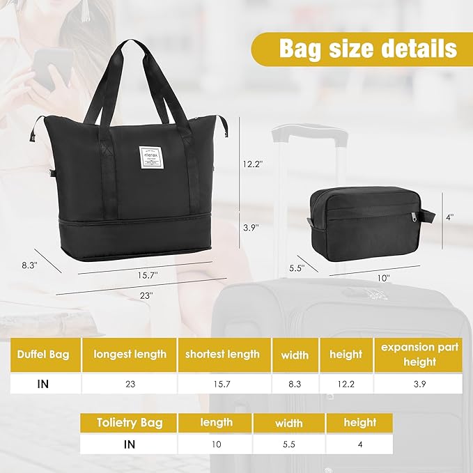 Merax Luggage Set, Softside Suitcase 3 Piece, Expandable Lightweight Luggage Sets with Duffel Bag 22" 26" 30" Suitcase with Wheels TSA Lock,Black