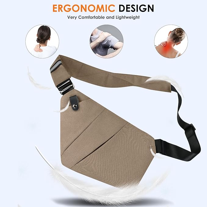 Anti-Theft Crossbody Bag Theft Proof Sling Bags for Women Men Waterproof Travel Essentials Secure Purse with Passport Holder, Ideal for Safe Travel Outdoors, Coffee