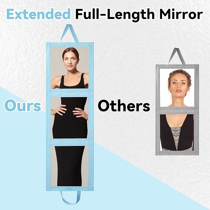 ROYALAY Foldable Full Length Mirror with Handle - 47 * 13in Portable Travel & Backstage Mirror (Blue)