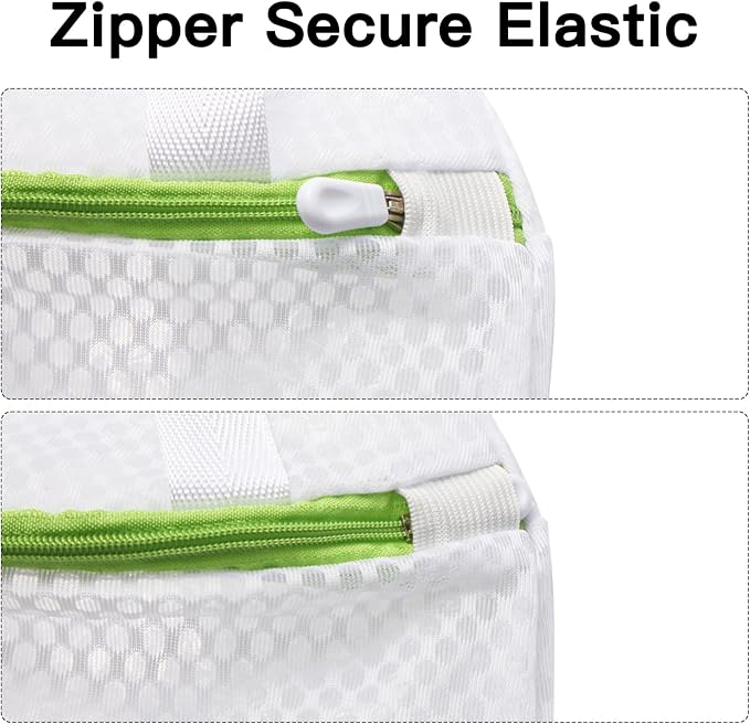 3 PACK Hanging Mesh Laundry Bags with S Metal Hooks,10x12 Inch Hanging Socks Laundry Bags, for Washing Machine