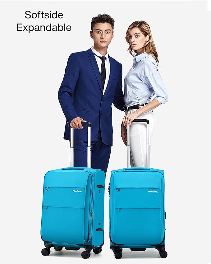 Hanke 28 Inch Luggage with Spinner Wheels Expandable Large Suitcase with Wheels Softside Check in Luggage Rolling Suitcase with Lock Lightweight Travel Luggage for Men and Women.(Caribbean Blue)