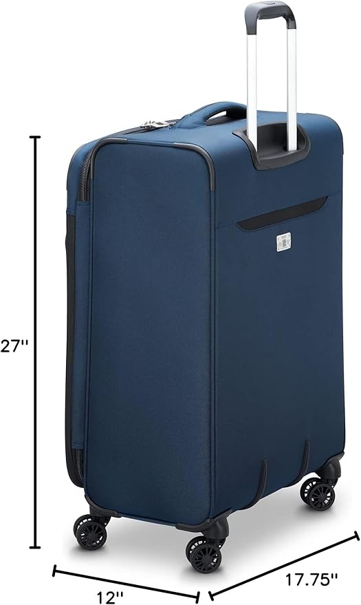 DELSEY PARIS Sky Max 2.0 Softside Expandable Luggage with Spinner Wheels, Blue, Checked-Medium, 24 Inch