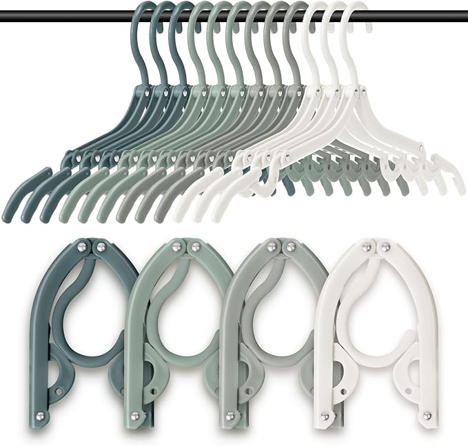 Teenyyou 12 Pcs Travel Hangers Cruise Ship Essentials Foldable Portable Plastic Vacation Hangers Non Slip Clothes Drying Rack Travel Accessories for Dormitory School Hotel Laundry (Classic Color)