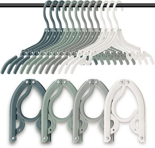Teenyyou 12 Pcs Travel Hangers Cruise Ship Essentials Foldable Portable Plastic Vacation Hangers Non Slip Clothes Drying Rack Travel Accessories for Dormitory School Hotel Laundry (Classic Color)
