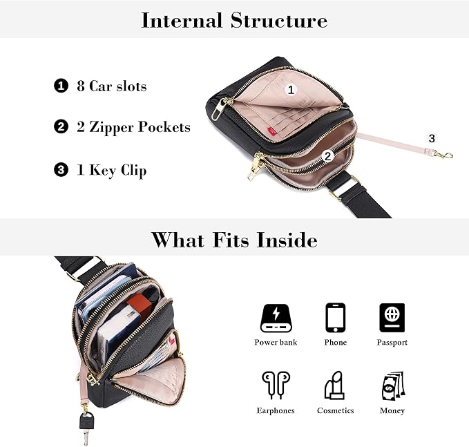 INICAT RFID Blocking Sling Bag, Anti Theft Crossbody Bag for Women, Travel Fanny Pack Style Purse, Vegan Leather