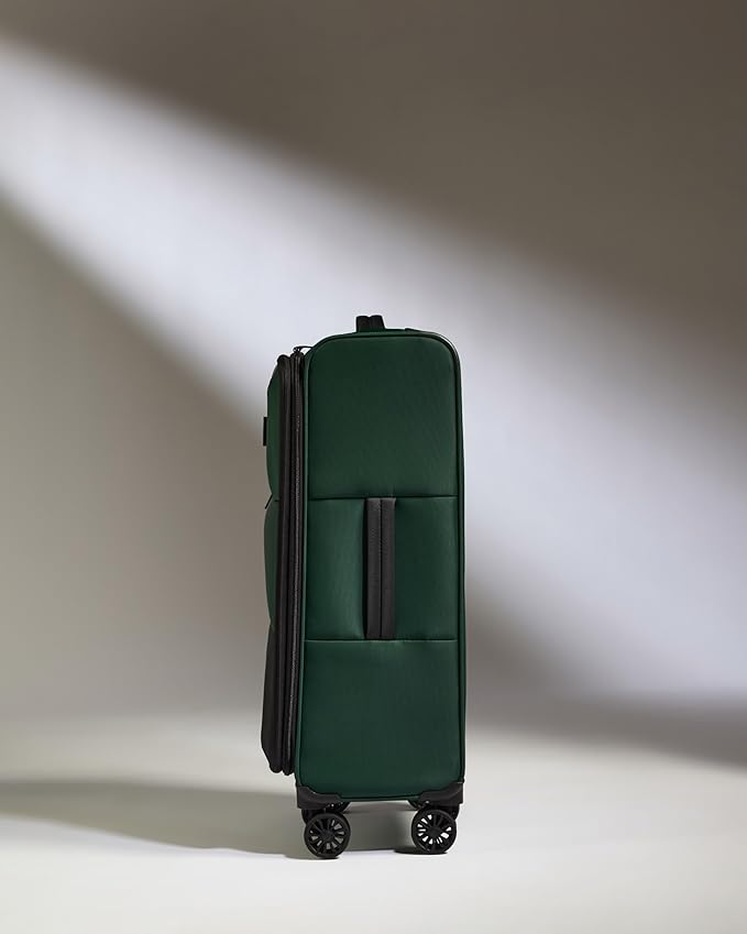 ANTLER - Soft Stripe Medium Luggage - 27" Softside Suitcase, Adjustable Handle, 4 Spinner Wheels, Lightweight, Expandable, TSA Lock - Recycled Polyester Luggage - 71cm, Antler Green