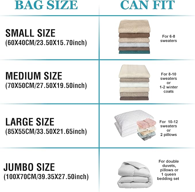 Vacuum Storage Bags, Vacuum Seal Space Saver Bags for Clothing, Travel Lugggage, Carry-on, Blankets, Pillow, Comforters, Bedding, 10 Jumbo