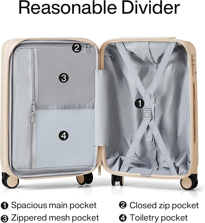 Hanke 29 Inch Expandable Checked Luggage Lightweight PC Hard Case Luggage Suitcases with Wheels Travel Luggage Rolling Large Suitcase Travel Luggage Bag for Study Abroad.(Cuba Sand Pink)