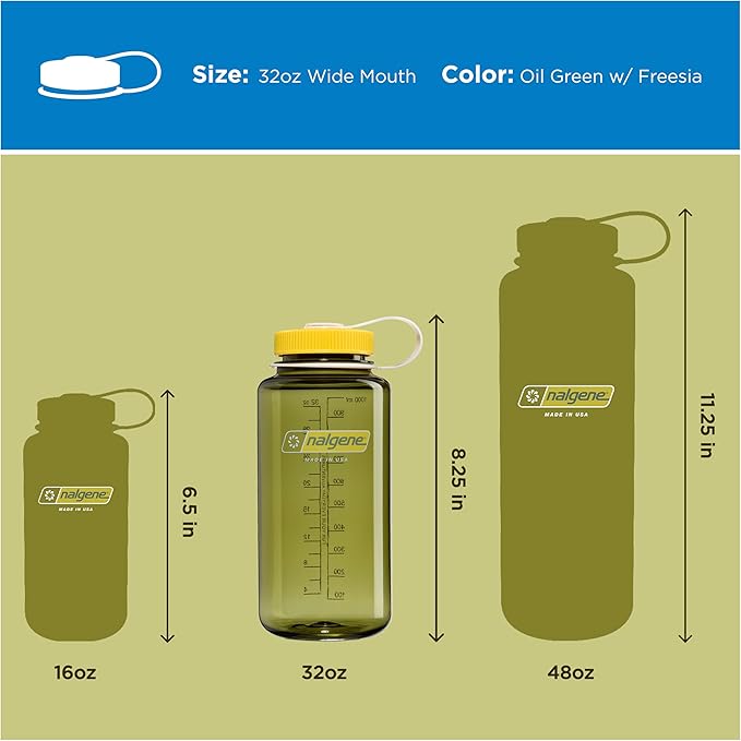 Nalgene 32 oz Wide Mouth Water Bottle | BPA-Free, Durable & Leak Proof, Lightweight Bottle for Hiking & Gym, Work & Travel