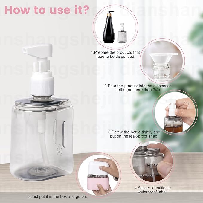 Yamadura Travel bottles for Toiletries, TSA Approved Travel Containers, Refillable, Portable, Spray Bottles and Pump Bottles with Labels for Creams, Perfumes and Shampoos (Pink)