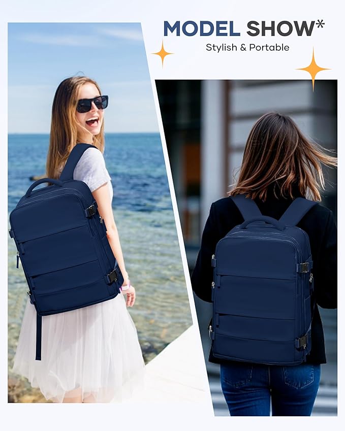 coofay Travel Backpack Carry On Backpack Personal Item Travel Bag Mochila De Viaje Carry On Backpack For Airplanes Traveling Backpack For Women Gym Backpacks College Backpacks Sapphire Blue