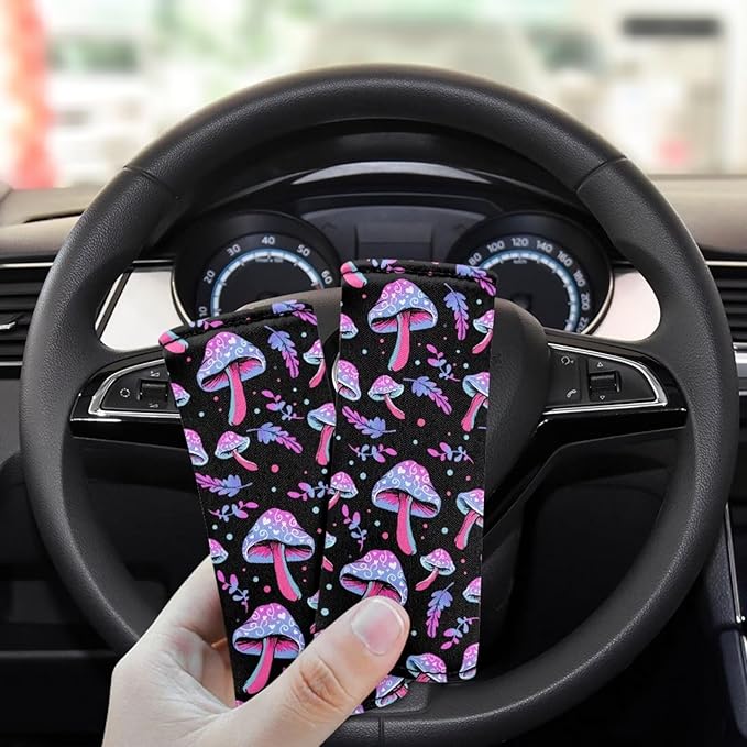 BIGCARJOB 2 Pcs Mushroom Luggage Handle Cover Set for Suitcase,Universal Luggage ID Tags Door Handle Protection Sleeve Cover Identifier Travel Bag Wraps Travel Accessories