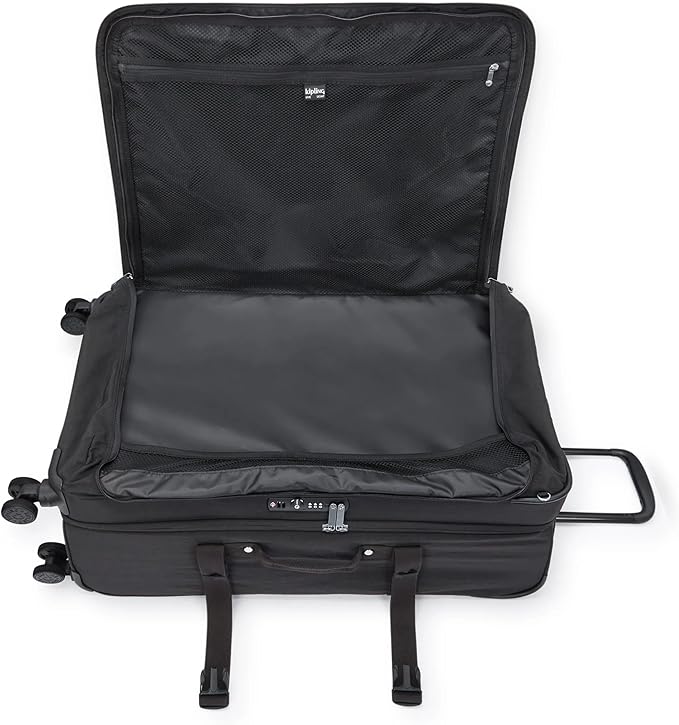 Kipling Spontaneous Softside Spinner Wheel Luggage, Integrated TSA Accepted Lock, Black Noir, Checked-Large,KI4193