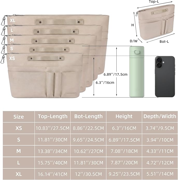 VANCORE Purse Organizer Insert for Handbags,Tote Bag Organizer Insert with Zipper Bag,Premium Handbag Organizer Inside Liner for Women with 15 Pockets