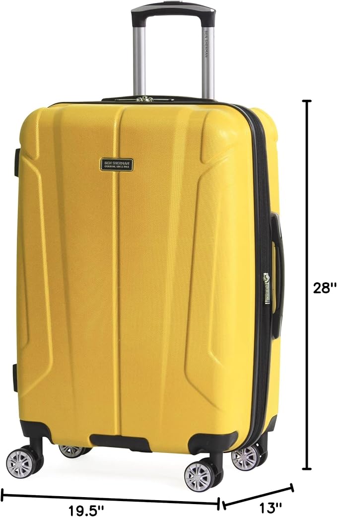 Ben Sherman Derby Spinner Travel Upright Luggage, Mustard, 3-Piece Set (20"/24"/28")