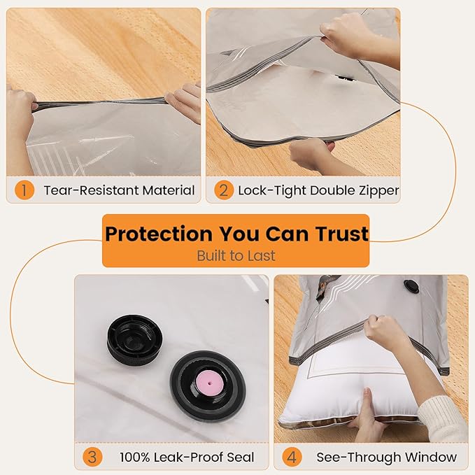 Vacuum Storage Bags Rechargeable Wireless Pump - 10 Pack Travel Storage Bags，Travel & Home Organizer Set, Multi-Size Space-Saving Bags, Perfect for Closet Luggage Bedding Clothing Storage