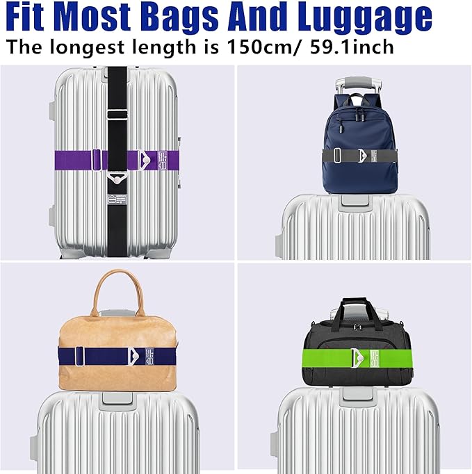 SOWPOPY Travel Belt for Luggage, Add a Bag Luggage Straps Suitcase Travel Belt Over Handle for Carry On Bag, Adjustable 2-in-1 Elastic Luggage Belt Bag Bungee Travel Essential Accessories