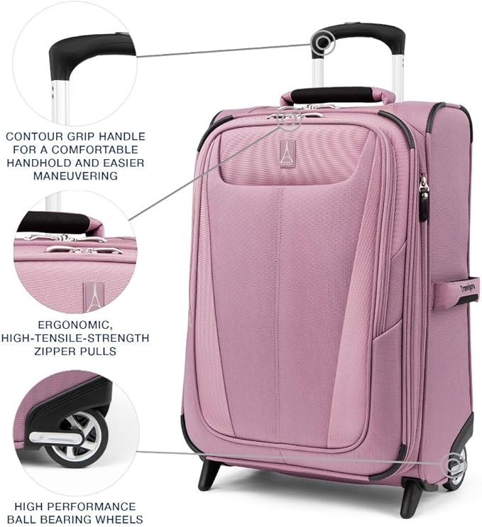 Travelpro Maxlite 5 Softside Expandable Upright 2 Wheel Carry-on Luggage, Lightweight, 21-Inch - Orchid Pink Purple