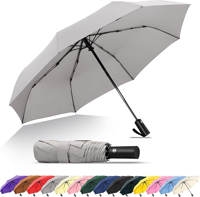 SoulRain Travel Umbrella - Compact Umbrella for Rain - Perfect Large Auto Folding Umbrella - Ideal Car umbrella, Small umbrella, and Travel Companion