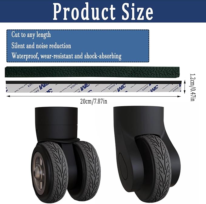 Luggage Wheel Covers Luggage Wheel Protector 8 Pcs Silent Noise Reduction Shock Absorbing Caster Cover for Carry-on Luggage with Wheels (Black)
