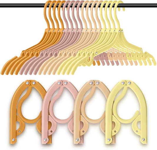 24 Pcs Travel Hangers Portable Foldable Hangers Cruise Ship Essentials Non-Slip Foldable Space Saving Clothes Drying Rack for Travel Cruise Business Trip Suitcase Dormitory School Hotel(Bright)