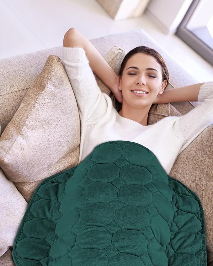 Topblan Weighted Lap Blanket 7lbs for Adults, Small Weighted Blanket Throw for Napping, Relaxation, Calming and Travel, Skin Friendly & Machine Washable for All-Season Sleeping, Dark Green