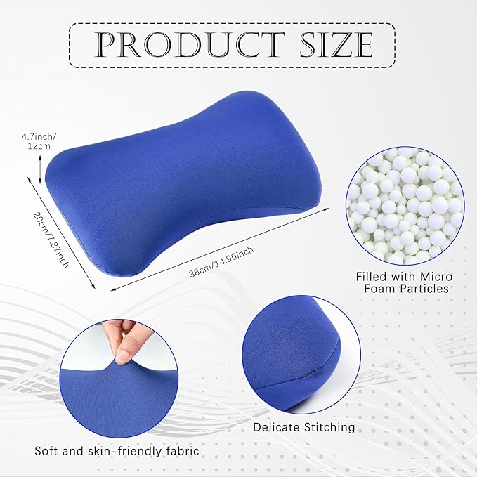 Thyle 2 Pack Bead Neck Pillow Small Bone Shape Neck Support Cushion for Bed Sofa Travel Soft Pillow for Home Sleeping Headrest and Lumbar Support(Pink, Blue)