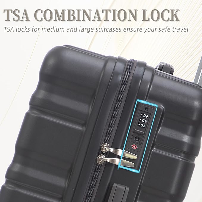 Luggages 3 Piece ABS Hardside Luggage Sets Spinner Wheels Suitcase