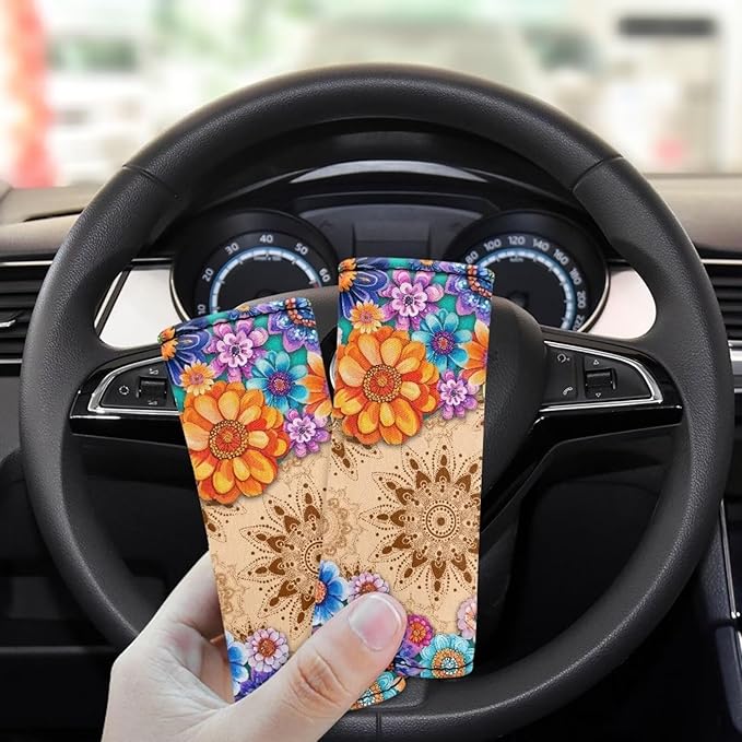 BIGCARJOB Boho Lotus Hippie Luggage Handle Wraps Set of 2 Pcs Identifier Travel Bag Wraps Women Suitcase Handle Sleeve Cover Door Handle Protector