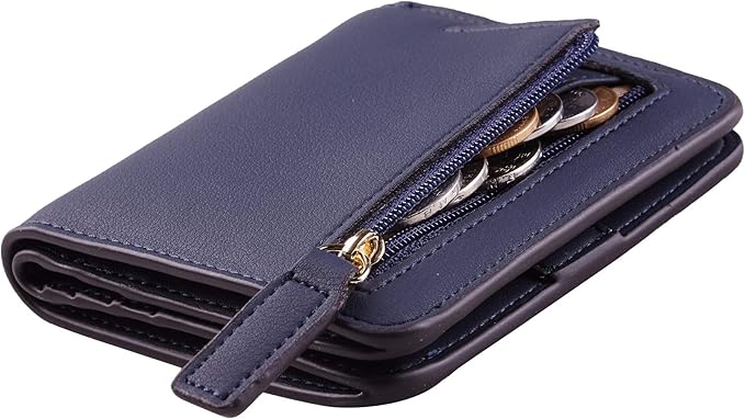 Toughergun Women’s Small Slim Leather Wallet with RFID Protection, Compact Bifold Mini Purse with Clear ID Window