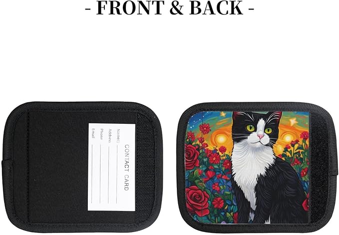 Black And White Cat Roses Luggage Handles Wrap Grips For Suitcases Luggage Travel Accessories For Airplane 2pcs