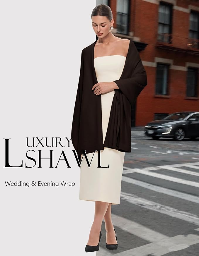 PULI Women's Pashmina Shawl Wraps for Evening Dress Large Scarf Blanket Long Wedding Bridal Winter Warm Shoulder Wrap