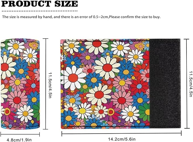 BIGCARJOB 2 Pieces Luggage Handle Wrap with Pink Hippie Daisy Print Trolley Case Grip Suitcase Identifier Protective Cover Luggage Handles Wrap Grips Women Girls Luggage Accessories