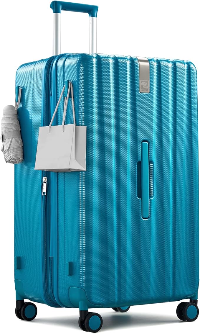 Hanke 24 Inch Plus Expandable Luggage Large Suitcases with Wheels, Medium Checked Luggage Hard Shell Suitcases, PC Trunk Luggage Extra Large Suitcase with Lock for Women Men(Caribbean Blue)