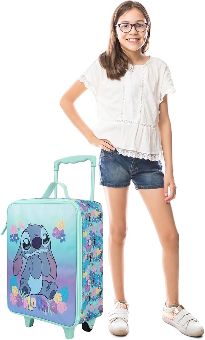 Bioworld Disney's Stitch Kids' 14" 4-Piece Travel Value Set Carry on Luggage